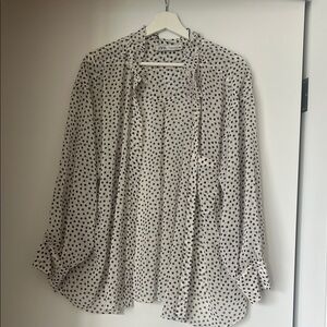 Zara Cream Blouse with Black Dots